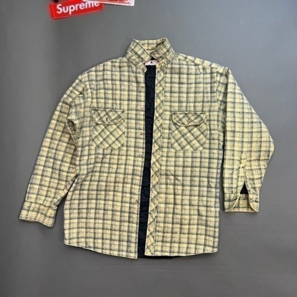 Vintage 90s Thrashed Quilted Flannel Button Long Sleeve Shirt 🍋🫐